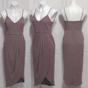 Lulus Sleeveless Tulip Hem Midi Dress Small Spaghetti Straps Pleated Chic Trendy